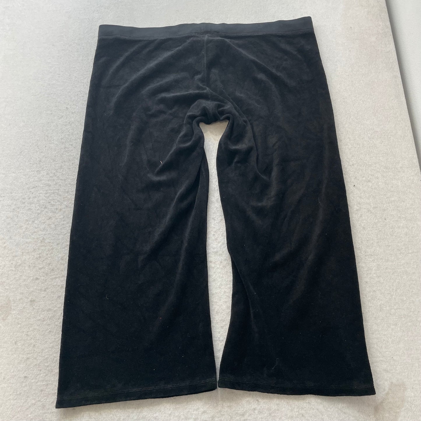 Juicy Couture Women's Black Terry Cloth Wide Leg Capris Pant Loungewear Size XL