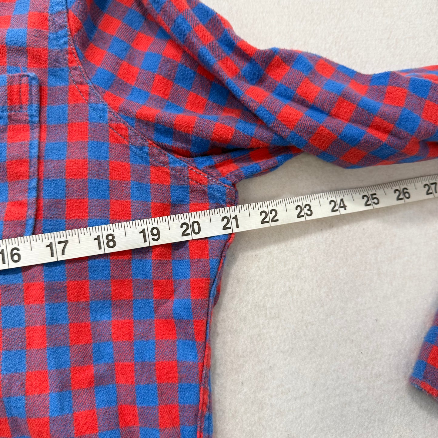 Hollister Red Blue Plaid Flannel Button Up Long Sleeve Shirt Size M