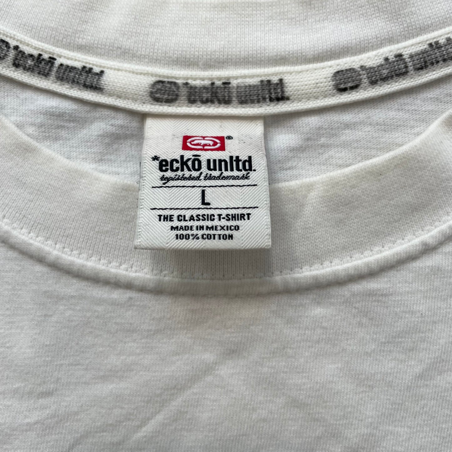 Ecko Unltd Men's White Cotton T-Shirt Pullover Short Sleeve Crewneck Logo Size L