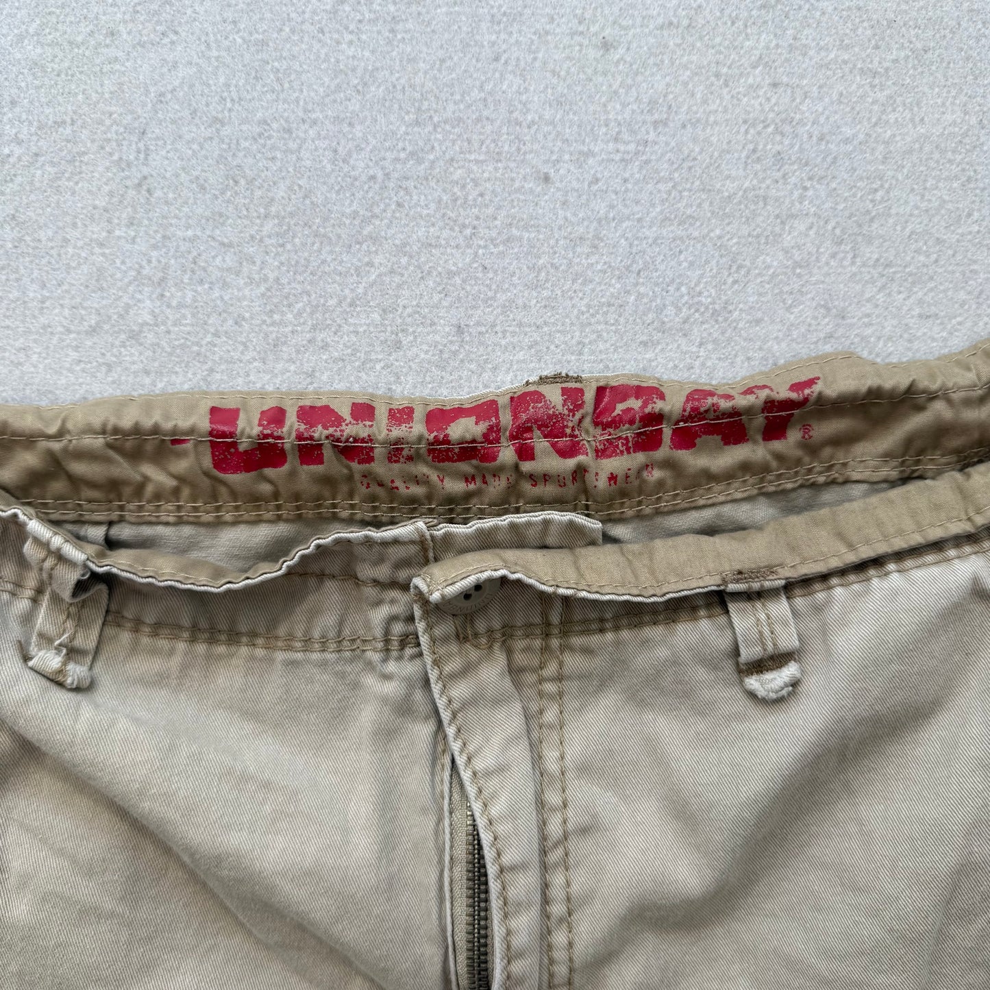 Unionbay Men's Khaki Cotton Straight Leg Cargo Pants Pockets Outdoor Size 38