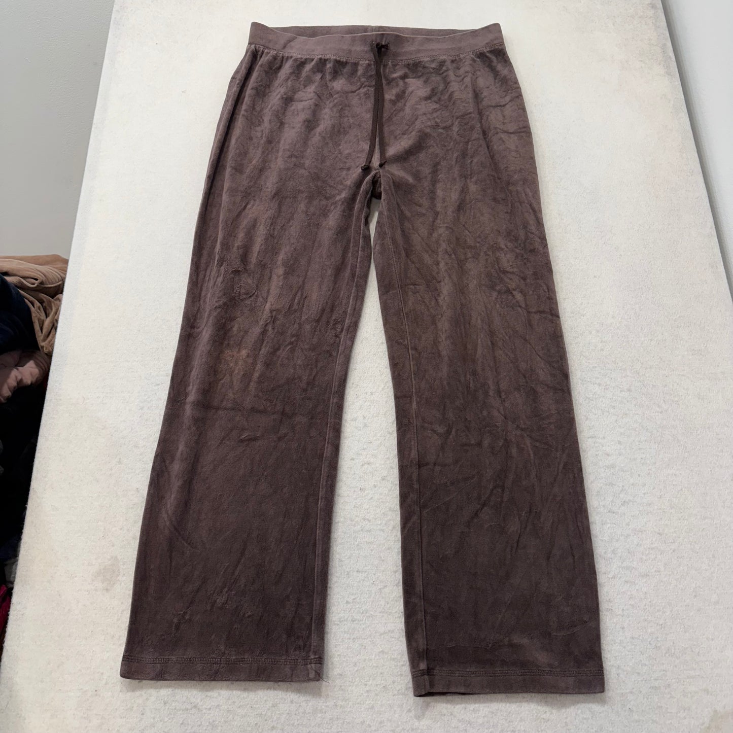 Vintage Juicy Couture Women' Dark Brown Velour Tracksuit Set Hoodie & Pant Size L