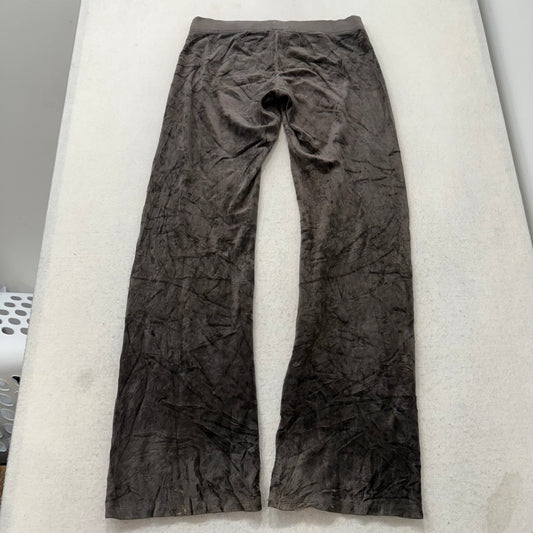 Vintage Juicy Couture Women's Dark Gray Velour Flared Track Pant Logo Y2K Size S
