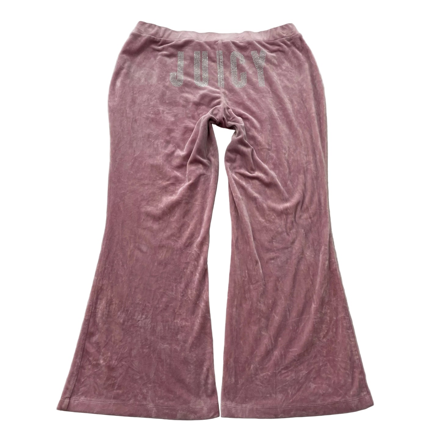 Juicy Couture Women's Rose Pink Velour Flared Leg Track Pant Classic Fit Size XL