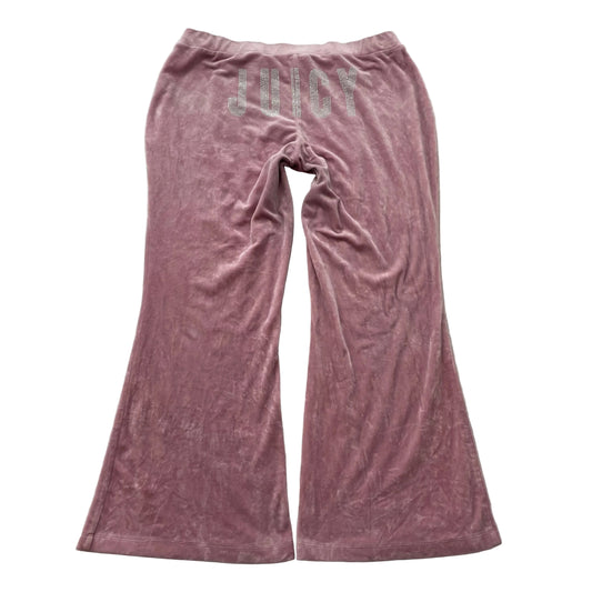 Juicy Couture Women's Rose Pink Velour Flared Leg Track Pant Classic Fit Size XL