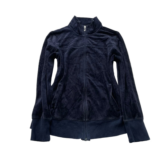 Vintage Juicy Couture Women's Navy Velour Zip-Up Track Jacket Performance Size L