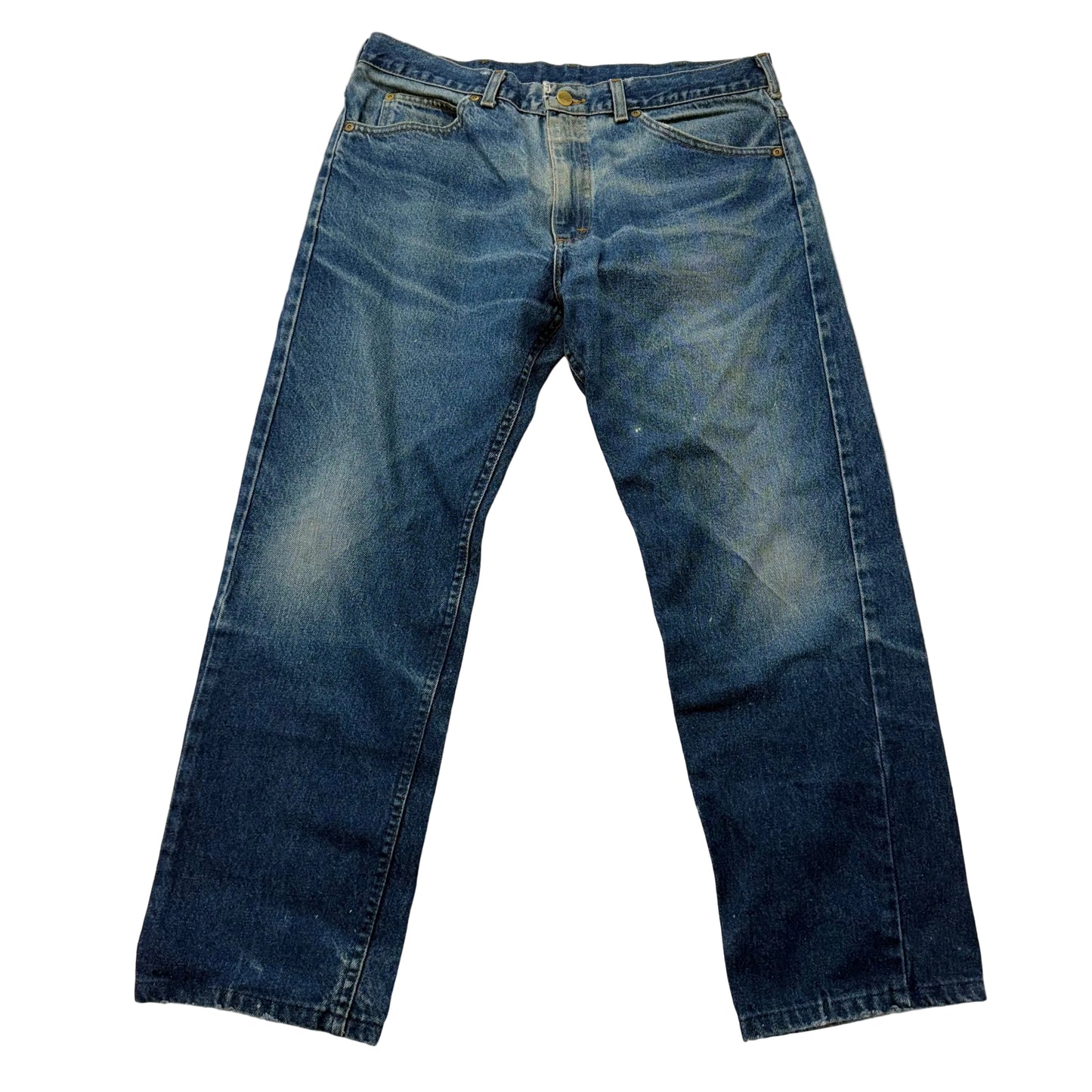 L.L.Bean Mens Medium Blue Whiskering Denim Straight Leg Jeans Streetwear Size 35