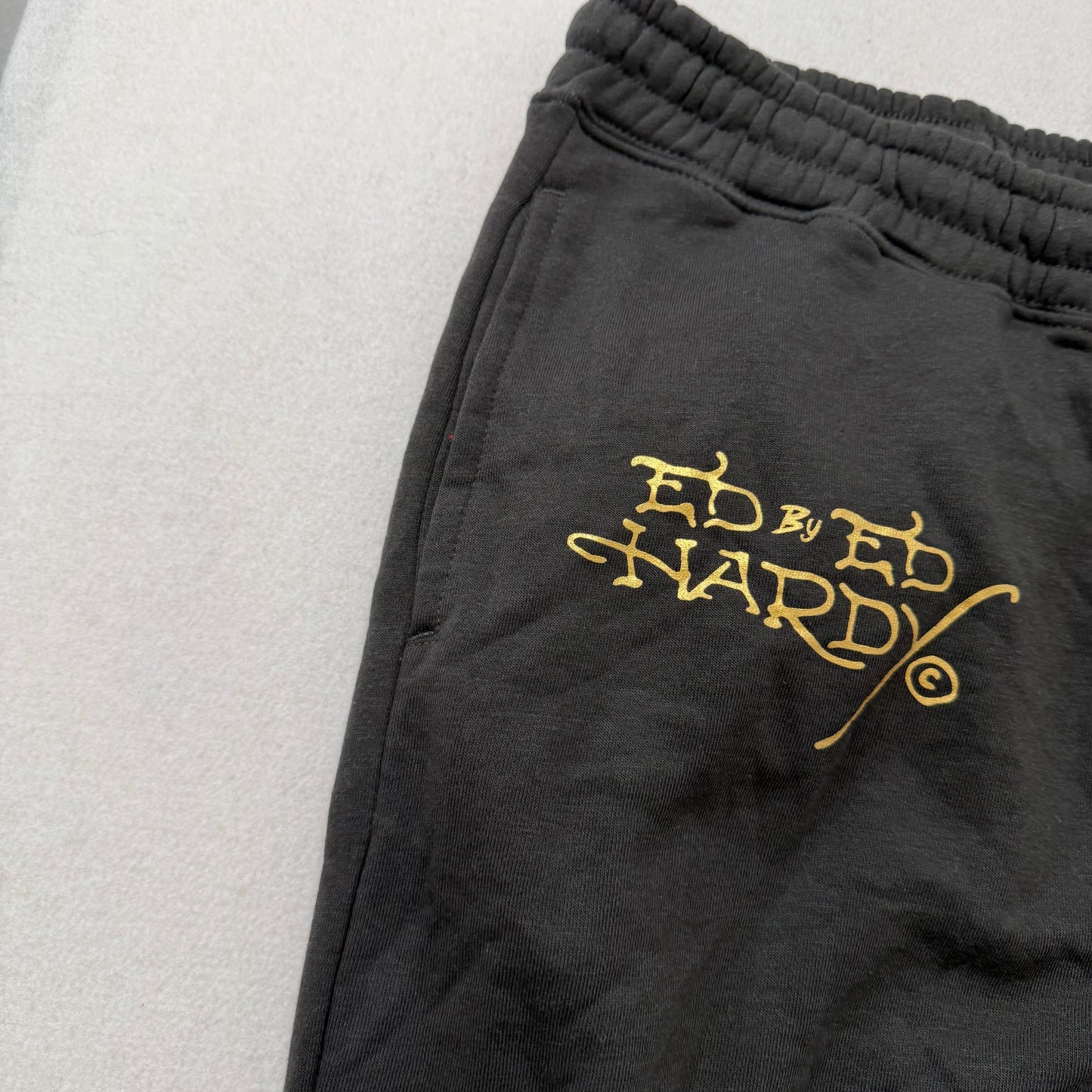 Ed Hardy Women's Black Cotton Straight Leg Sweatpants Skull Graphic Logo Size XL