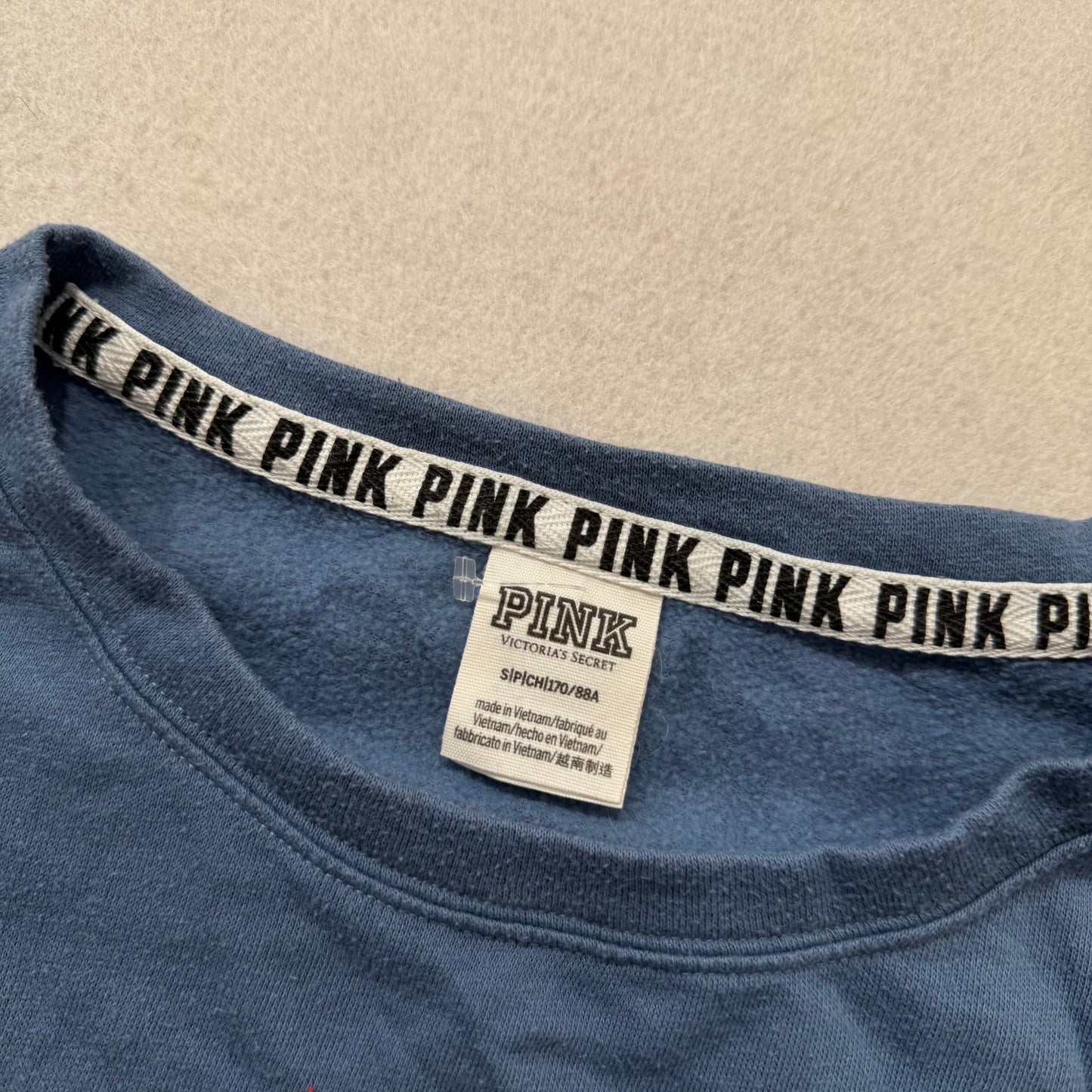 Victoria's Secret PINK Women's Blue Pullover Jumper Sweatshirt Crew Neck Size S