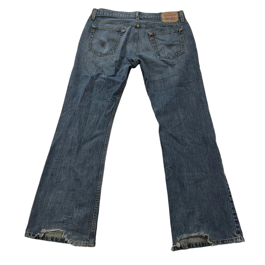 Levi's Strauss & Co. 527 Women's Blue Denim Low Bootcut Jeans Raw Hem Size 34