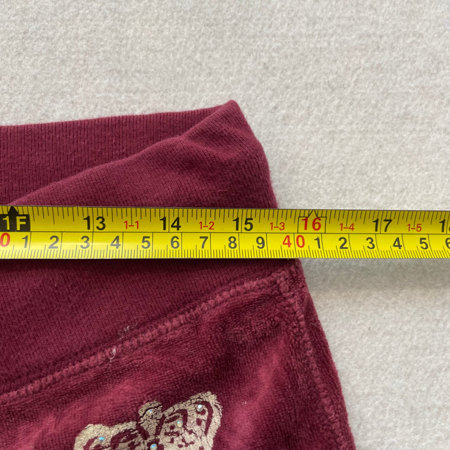 Vtg Juicy Couture Women Burgundy Velour Flare Track Pant Rhinestones Logo Size S