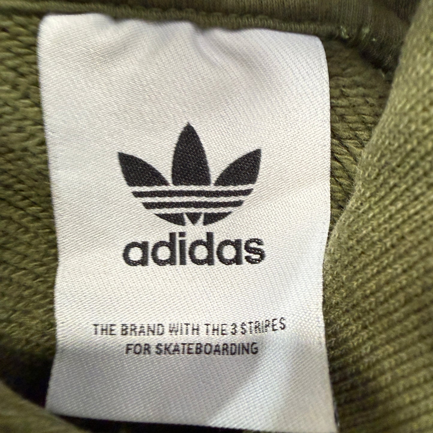 Adidas Men's Olive Green Fleece Hoodie Pullover Pockets Heavyweight Size W40