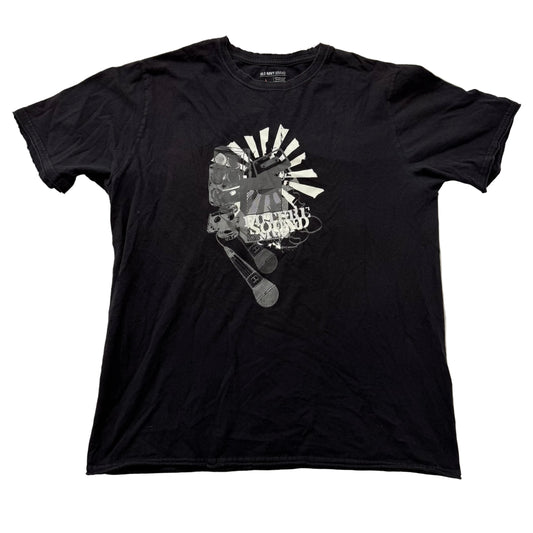 Old Navy Men's Faded Black Cotton T-Shirt Short Sleeves Graphic Tee Y2K Size L