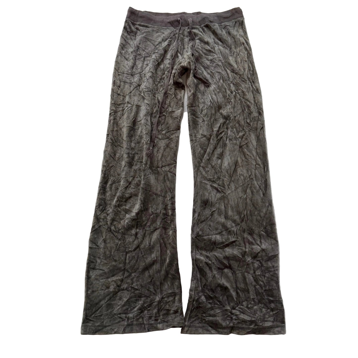 Vintage Juicy Couture Women's Dusty Olive Velour Flared Track Pant Preppy Size L