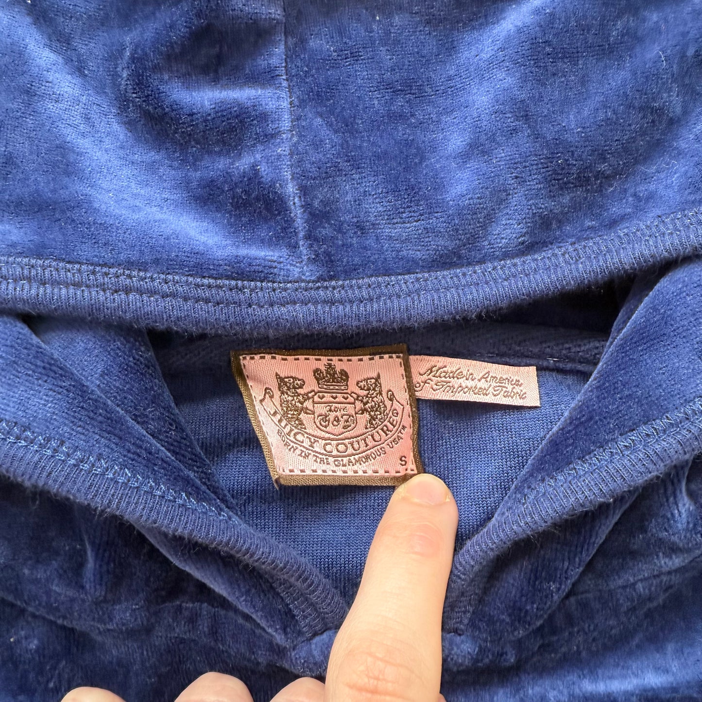Vintage Juicy Couture Scottie Dogs Women's Navy Velour Hoodie Rhinestone Size S