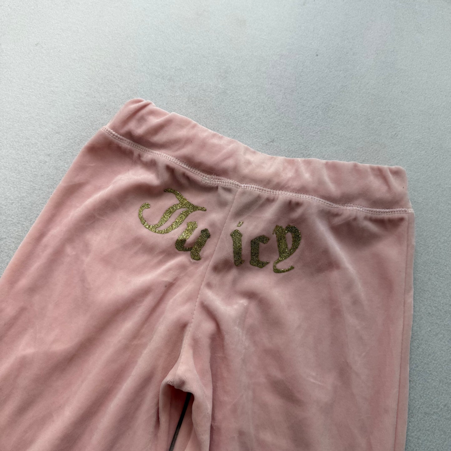 Juicy Couture Womens Pink Velour Flare Track Pant Loungewear Glitter Logo Size M