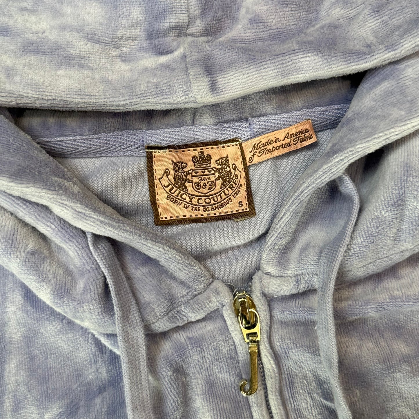 Vintage Juicy Couture Womens Lavender Velour Zip-Up Hoodie Drawstring Y2k Size S