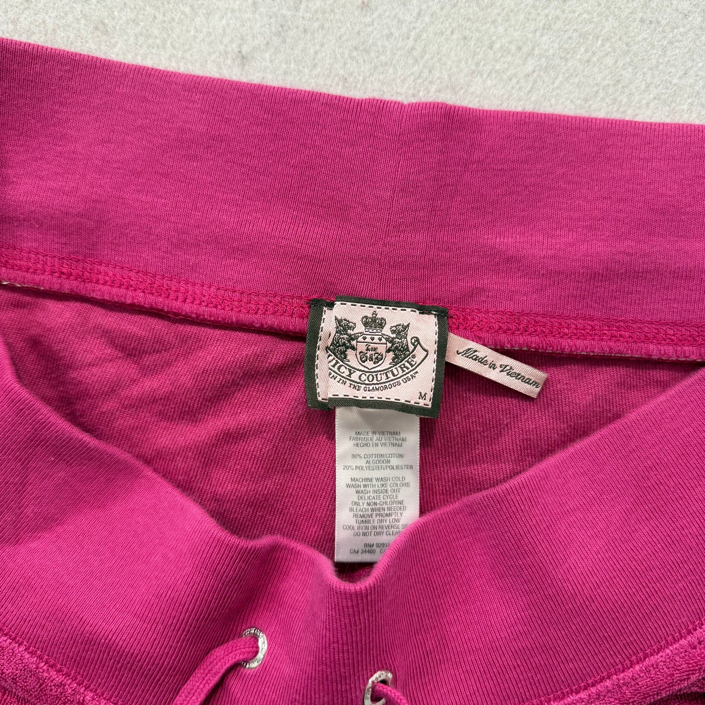 Juicy Couture Women's Hot Pink Terry Cloth Micro Shorts Drawstring Logo Size M