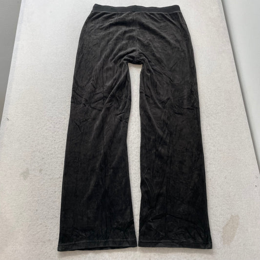 Vintage Juicy Couture Women's Black Velour Flared Track Pant Drawstring Size L