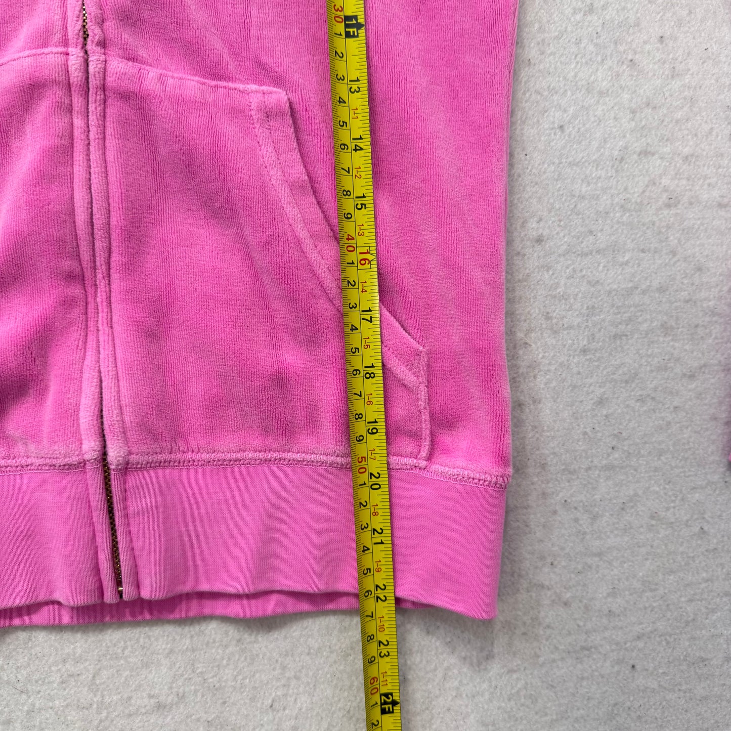 Juicy Couture Hot Pink Velour Zip-Up Hoodie Faux Fur Hood with Pom-Poms Size S