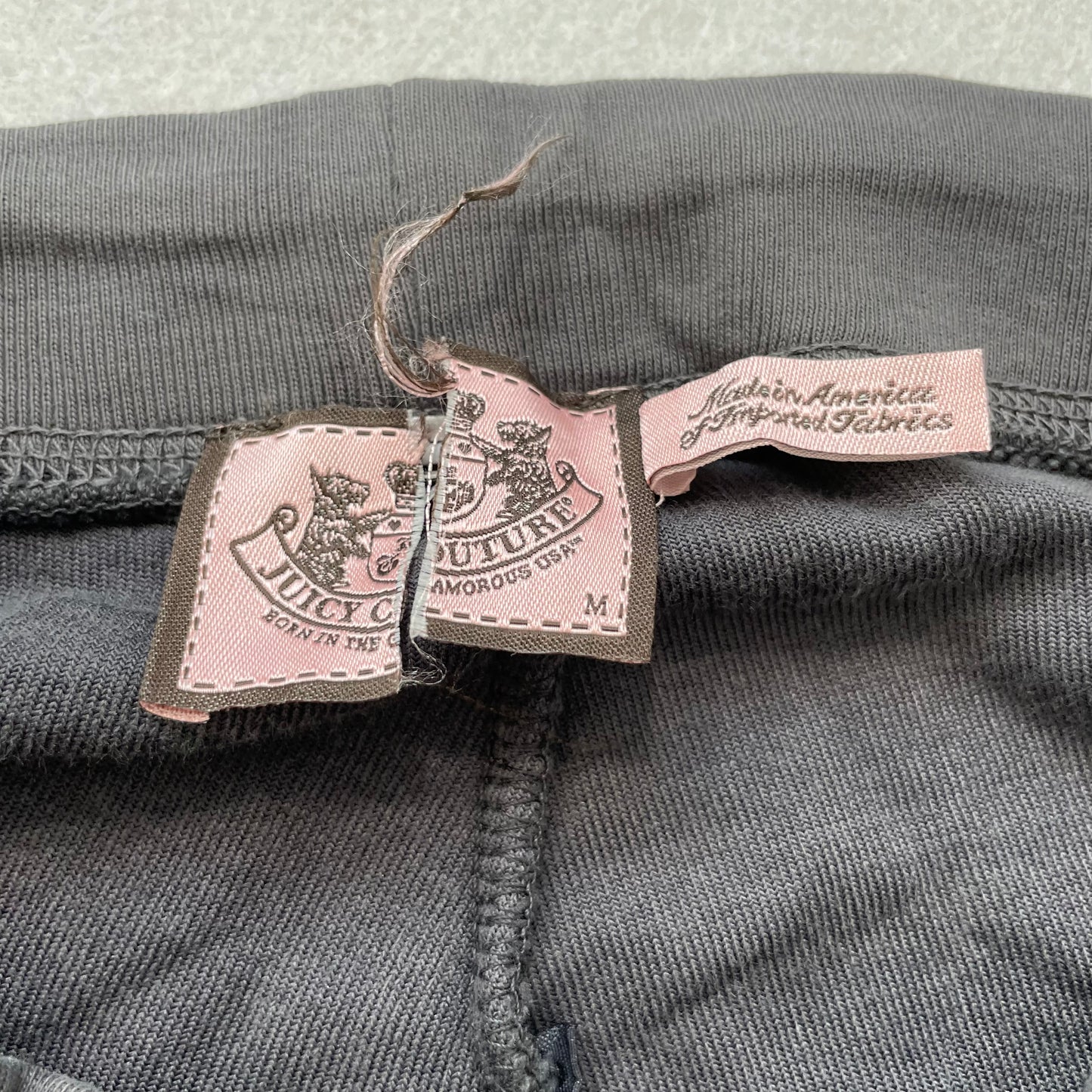 Juicy Couture Women Deep Charcoal Velour Flare Track Pant Rhinestone Logo Size M