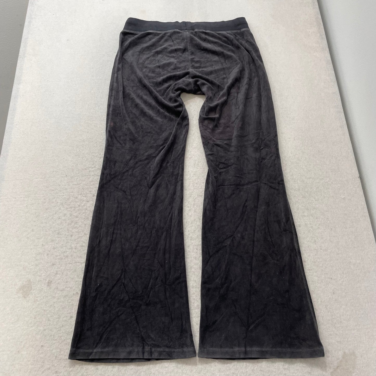Juicy Couture Women's Charcoal Grey Velour Flared Track Pants Drawstring Size M