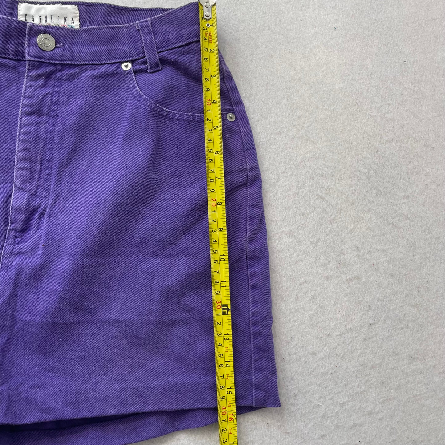 Carolina Colours Women’s Purple 100% Cotton Denim Shorts High Waisted Size 11/12
