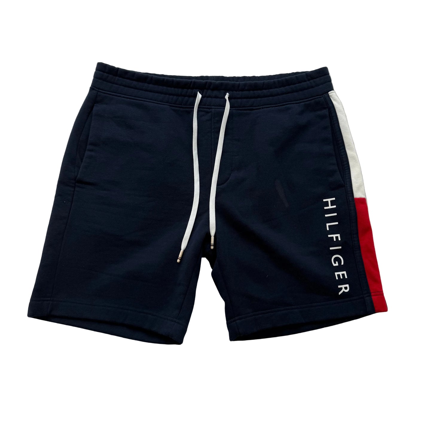 Tommy Hilfiger Navy Logo Sweat Shorts Drawstring Casual Wear Regular Fit Size L