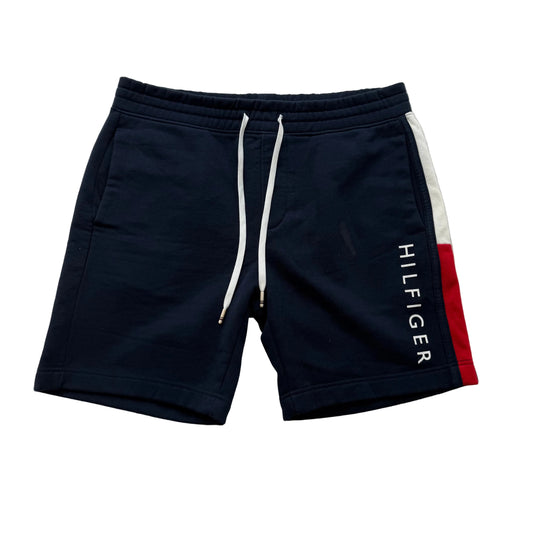 Tommy Hilfiger Navy Logo Sweat Shorts Drawstring Casual Wear Regular Fit Size L