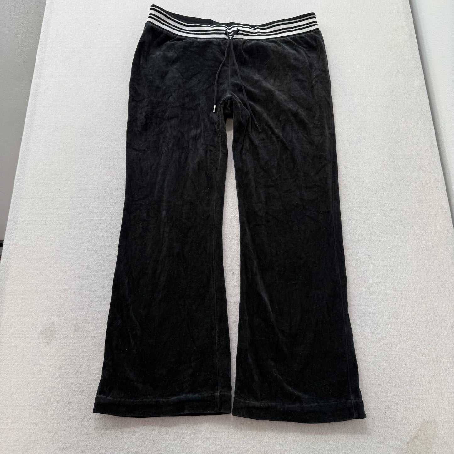 Juicy Couture Layla Women's Black Velour Flared Leg Track Pant Drawstring Size L
