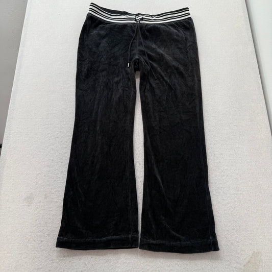 Juicy Couture Layla Women's Black Velour Flared Leg Track Pant Drawstring Size L
