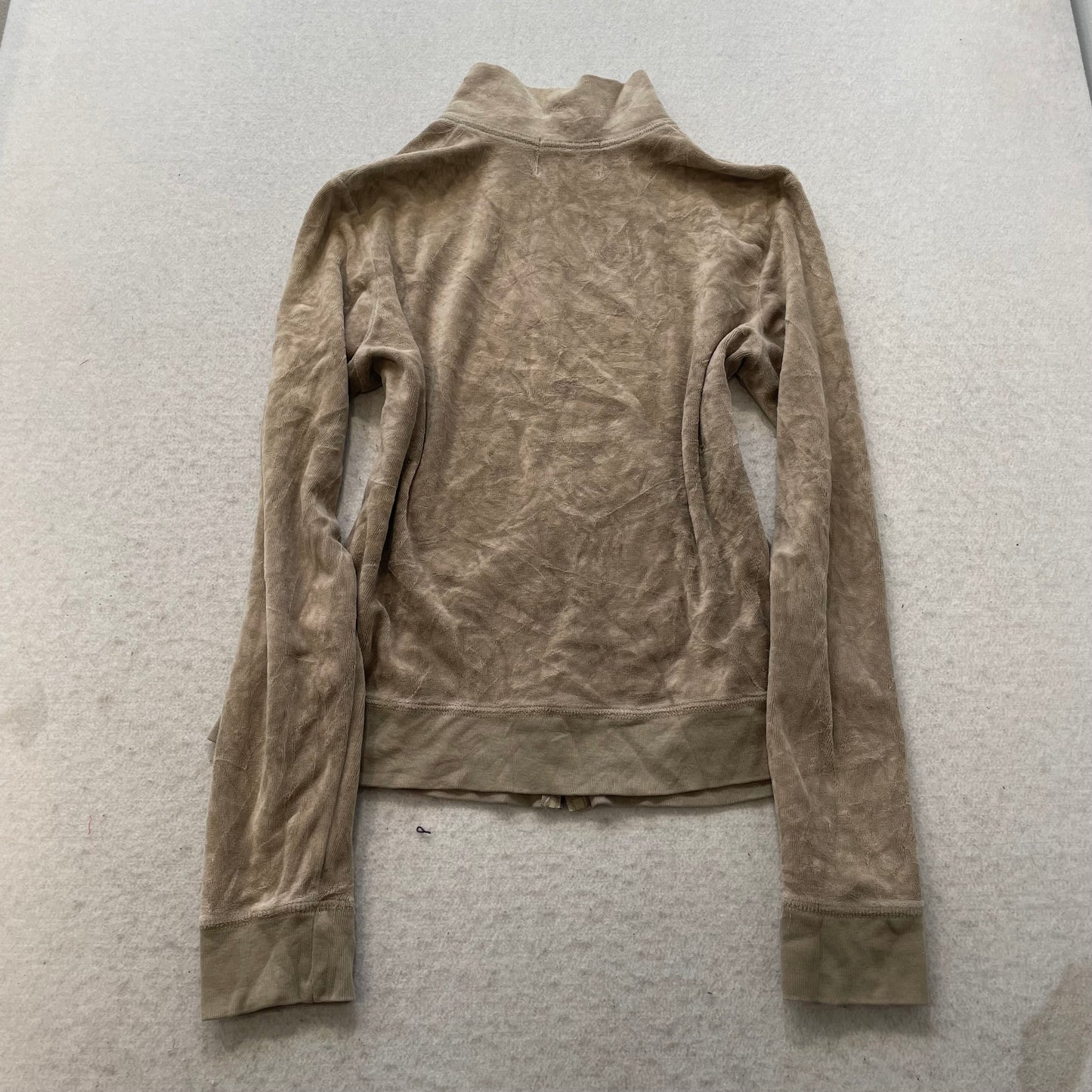 Juicy Couture Women's Tan Velour Zip-Up Track Jacket Long Sleeve Classic Size XL