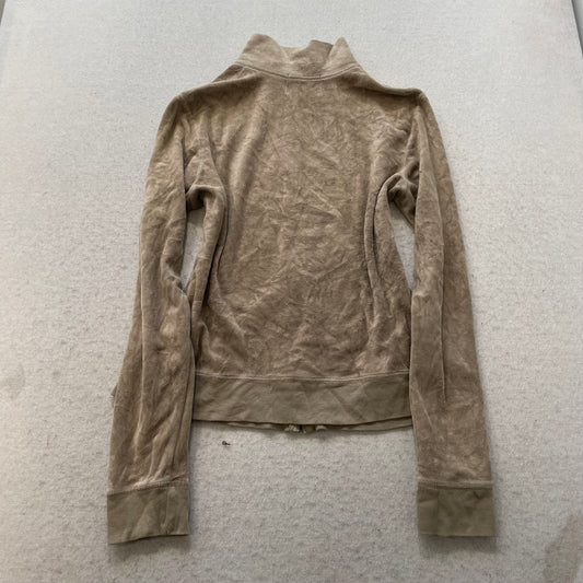 Juicy Couture Women's Tan Velour Zip-Up Track Jacket Long Sleeve Classic Size XL