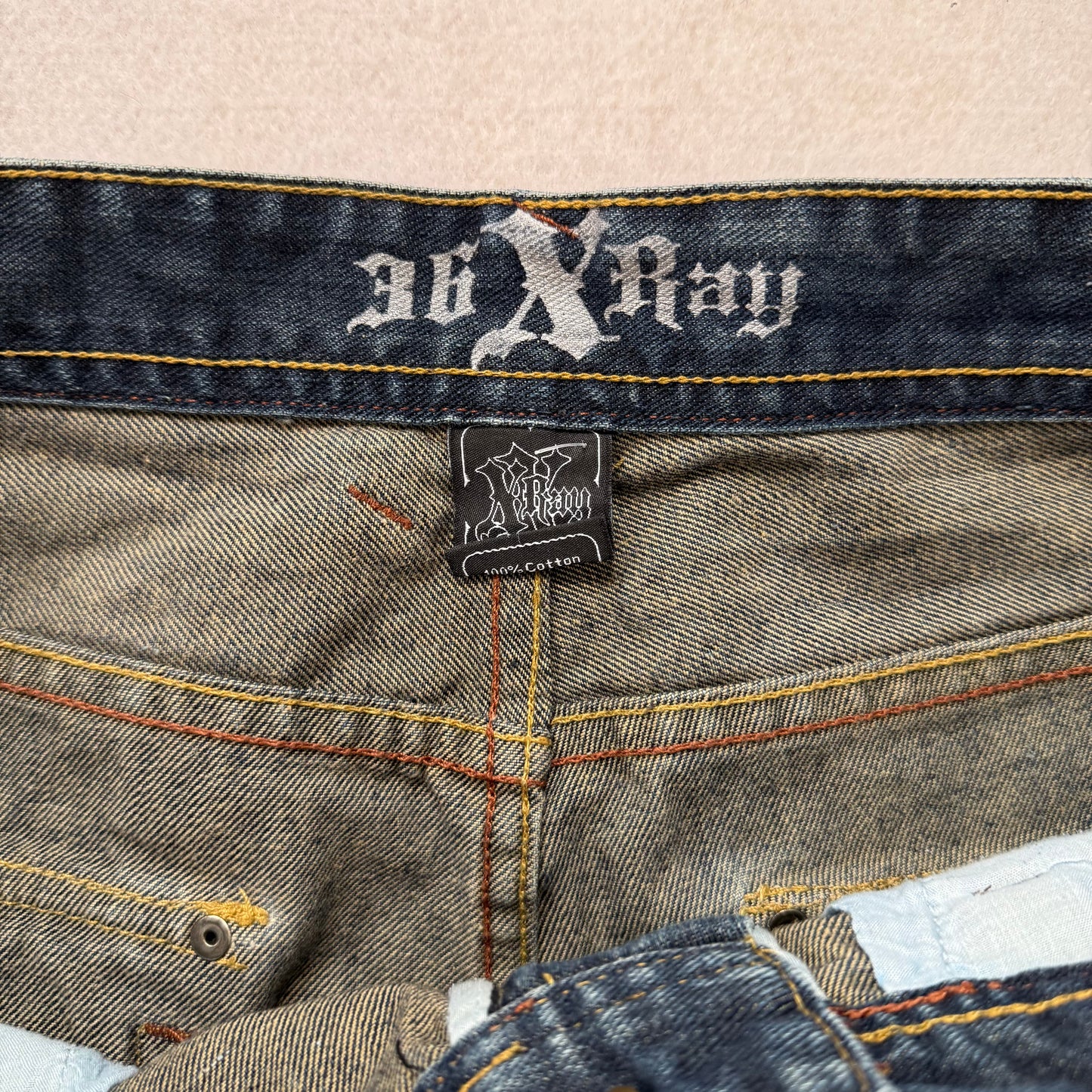 XRay denim blue studded pocket straight leg jeans size 36x32 - Clean Curriculums 