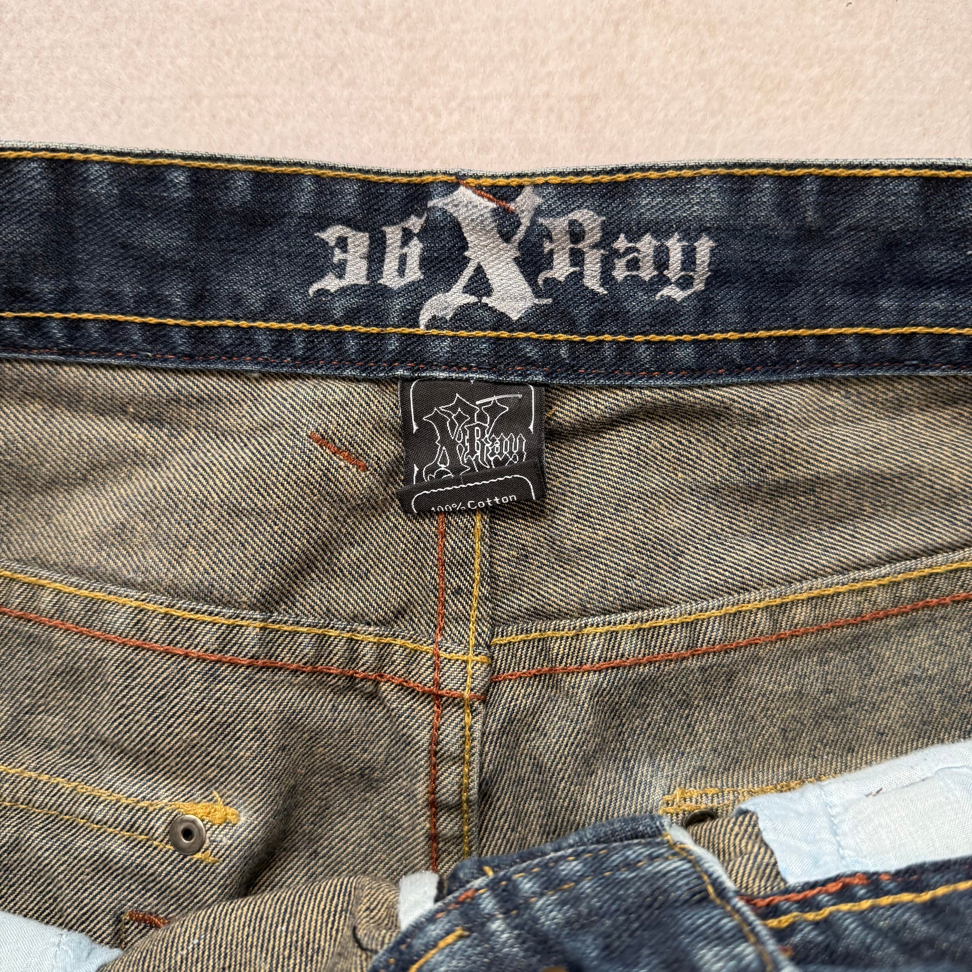 XRay denim blue studded pocket straight leg jeans size 36x32 - Clean Curriculums 