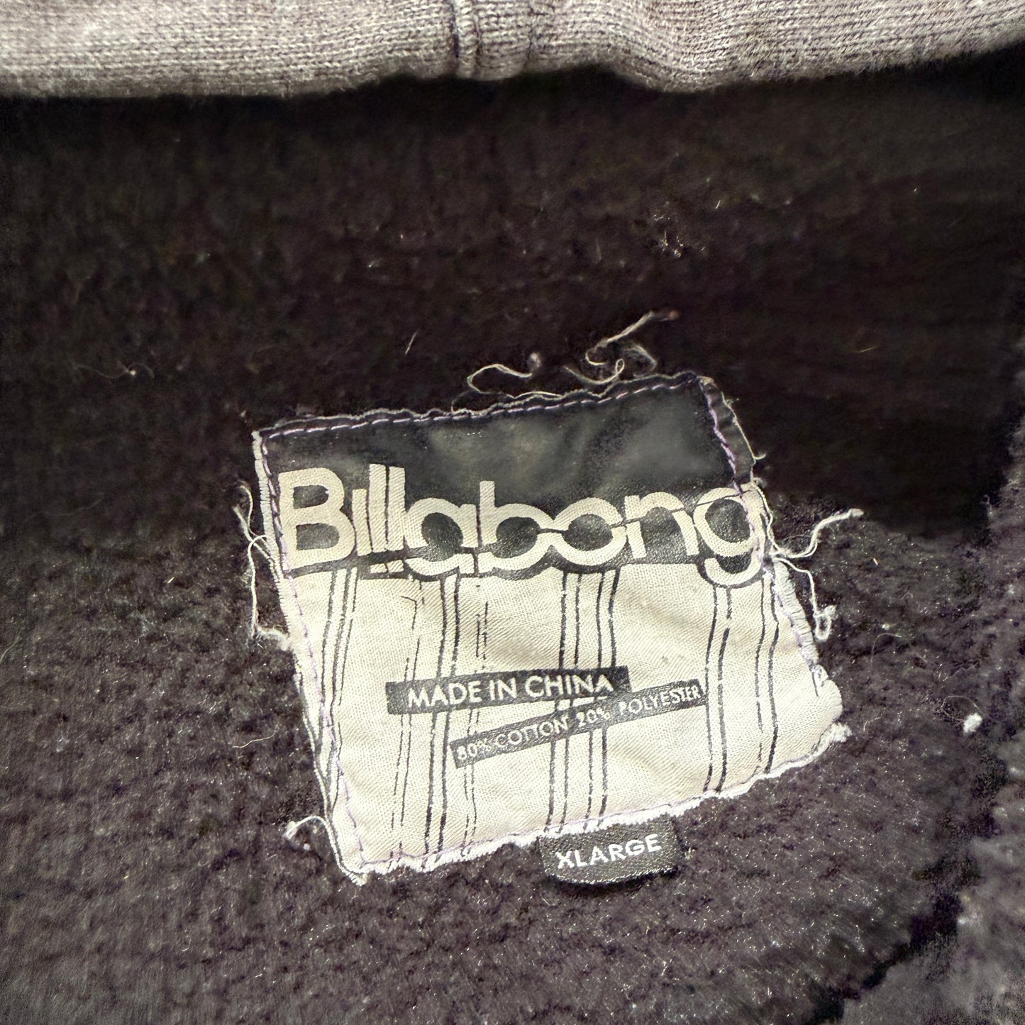 Billabong Men's Dark Gray Fleece Full Zip Hoodie Graphic Print Logo Y2K Size XL