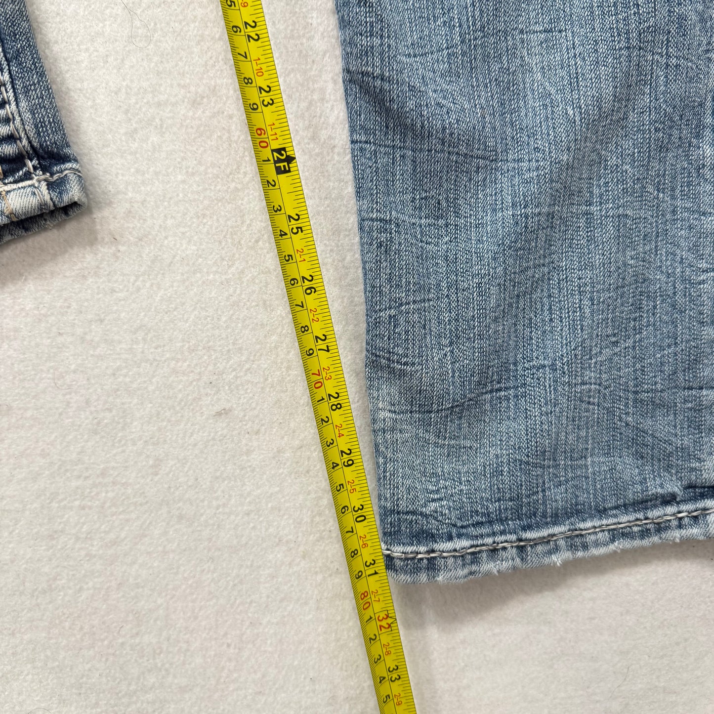 Rock Revival Light Washed Denim Straight Jeans Fleur-de-lis Pockets Size 40