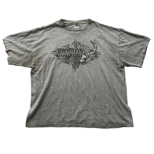 Delta Pro Weight Primos Hunting Calls Men's Gray Graphic Casual T-Shirt Size 2XL