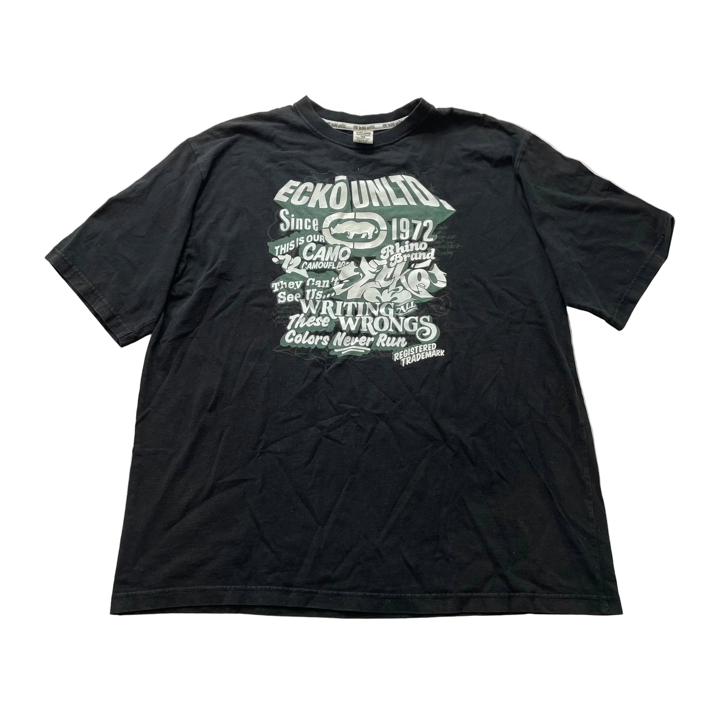 Ecko Unltd. Mens Black Cotton T-Shirt Short Sleeves Graphic Classic Tee Size 1XB