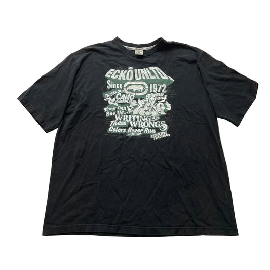 Ecko Unltd. Mens Black Cotton T-Shirt Short Sleeves Graphic Classic Tee Size 1XB
