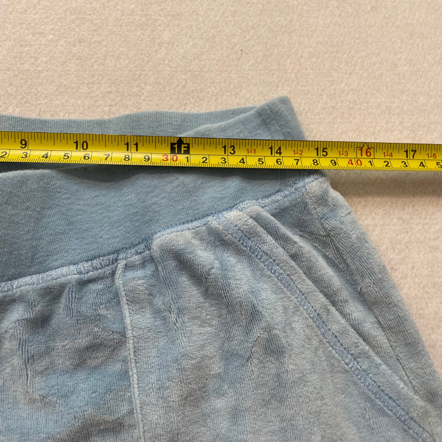 Juicy Couture Women's powder Blue Velour Flared Track Pant Front Pockets Size M
