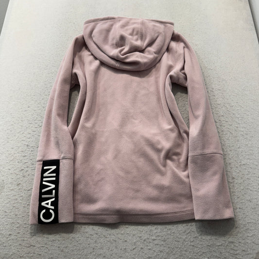 Calvin Klein Performance Women's Light Pink Zip-Up Hoodie Drawstring Logo Size M