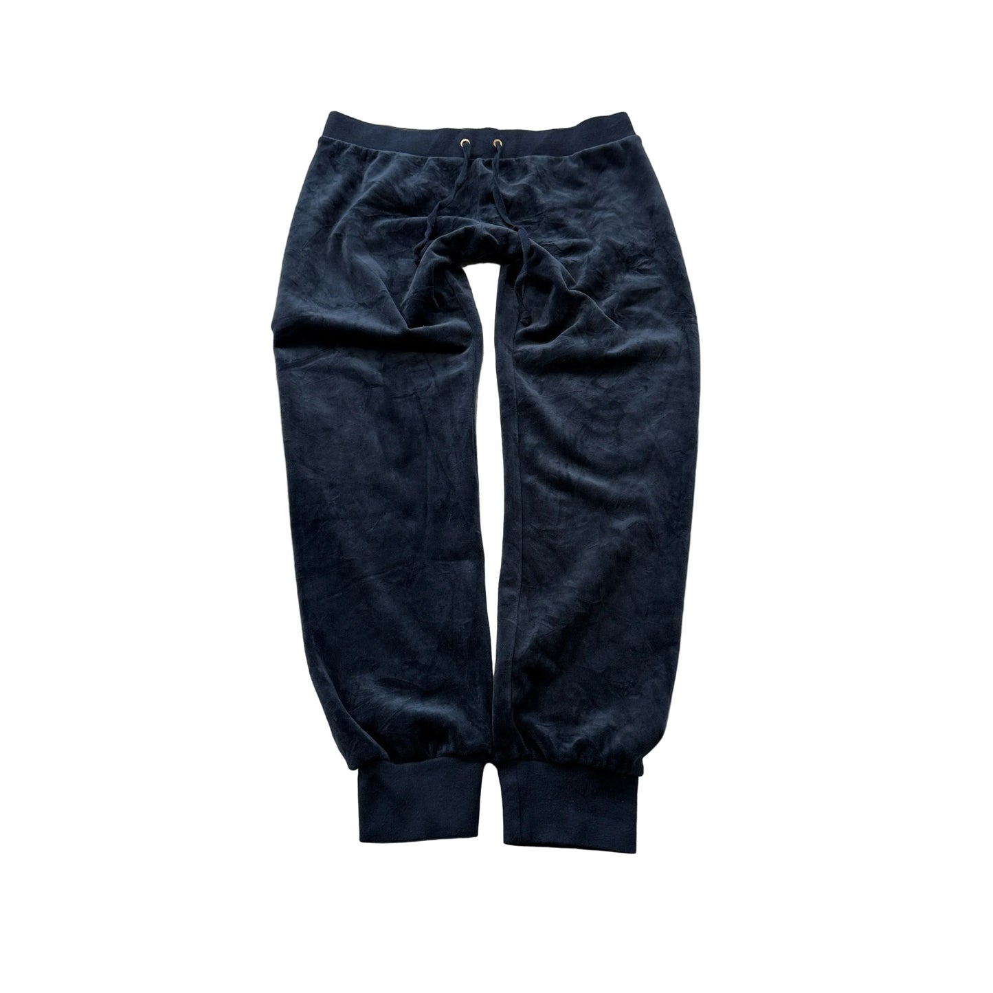 Juicy Couture Black Label Women's Navy Velour Joggers Tapered Leg Logo Size S