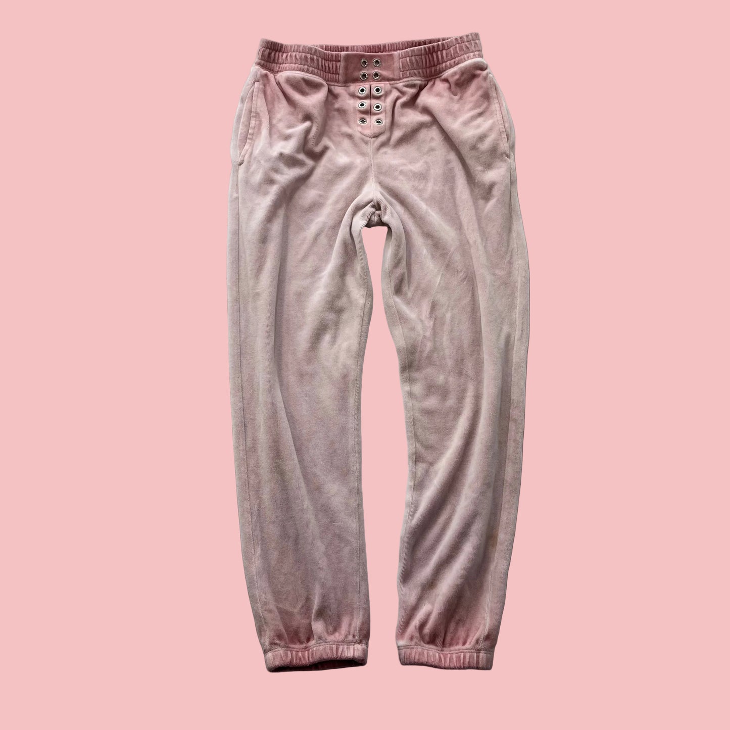 Juicy Couture Women's Light Pink Velour Jogger Sweatpants Black Label Size S