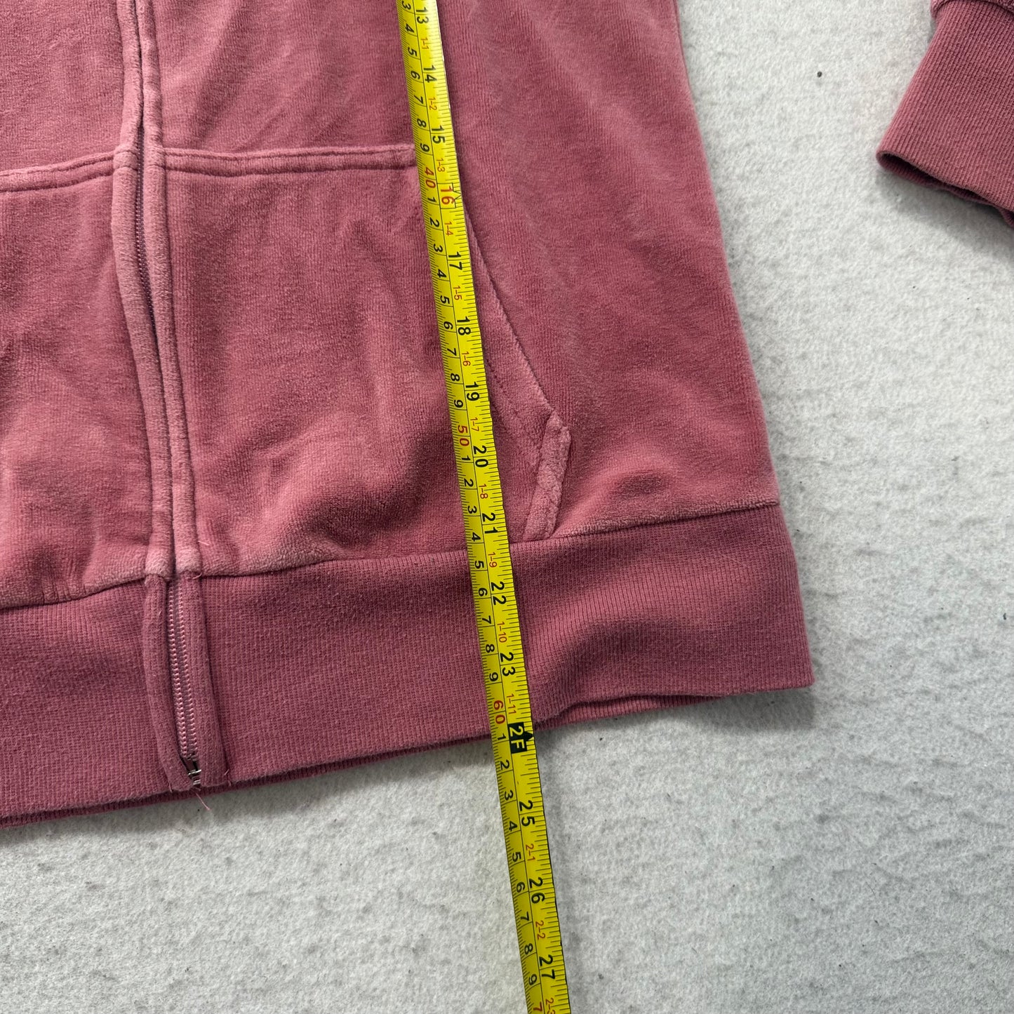 Juicy Couture Women's Terracotta Pink Velour Zip-Up Hoodie Crown Logo Size M