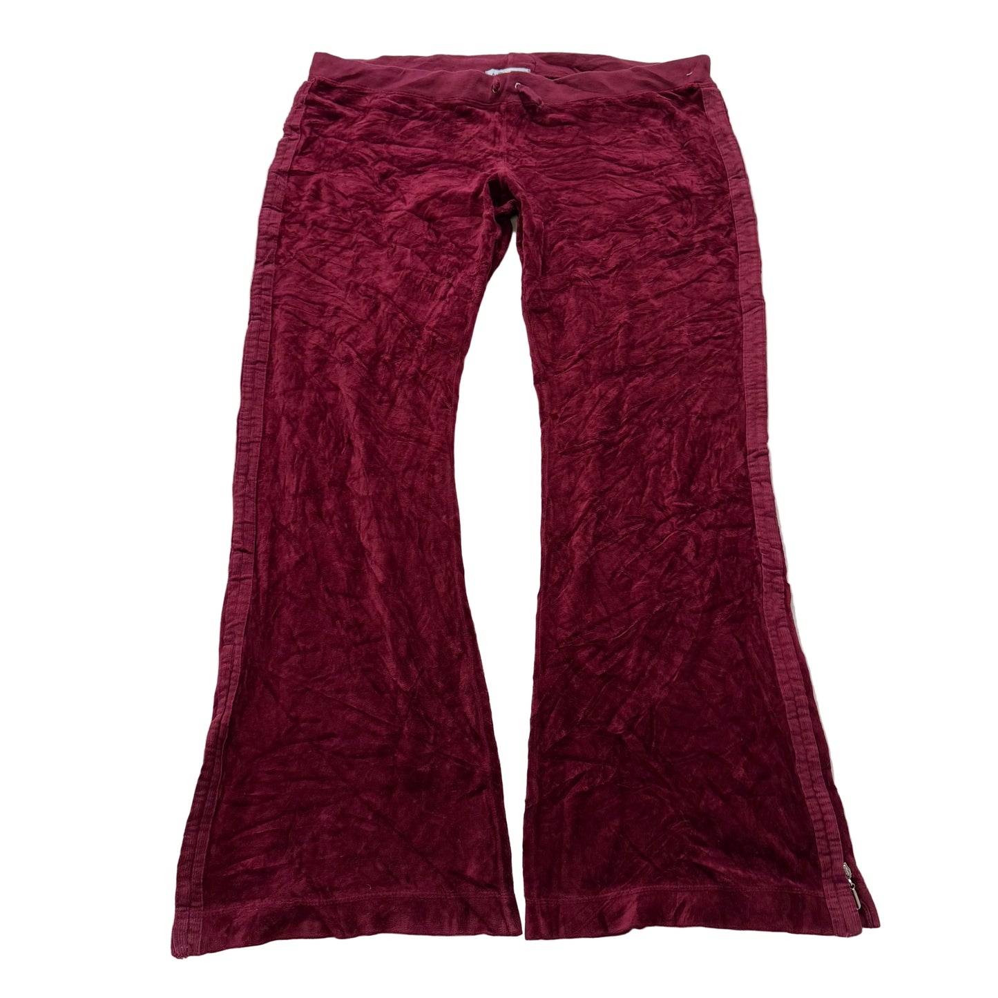 2003 Vintage Juicy Couture Women's Maroon Velour Flare Track Pant Zipper Size XL