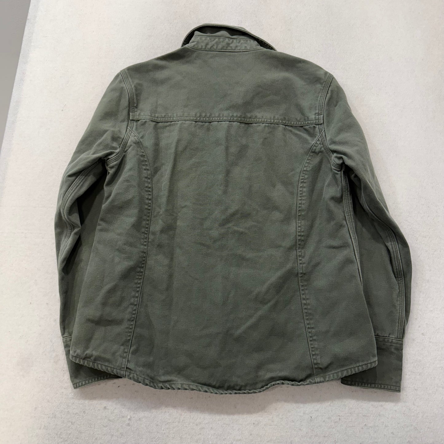 Carhartt Women's Olive Green Cotton Canvas Button Down Lined Shirt Jacket Size S