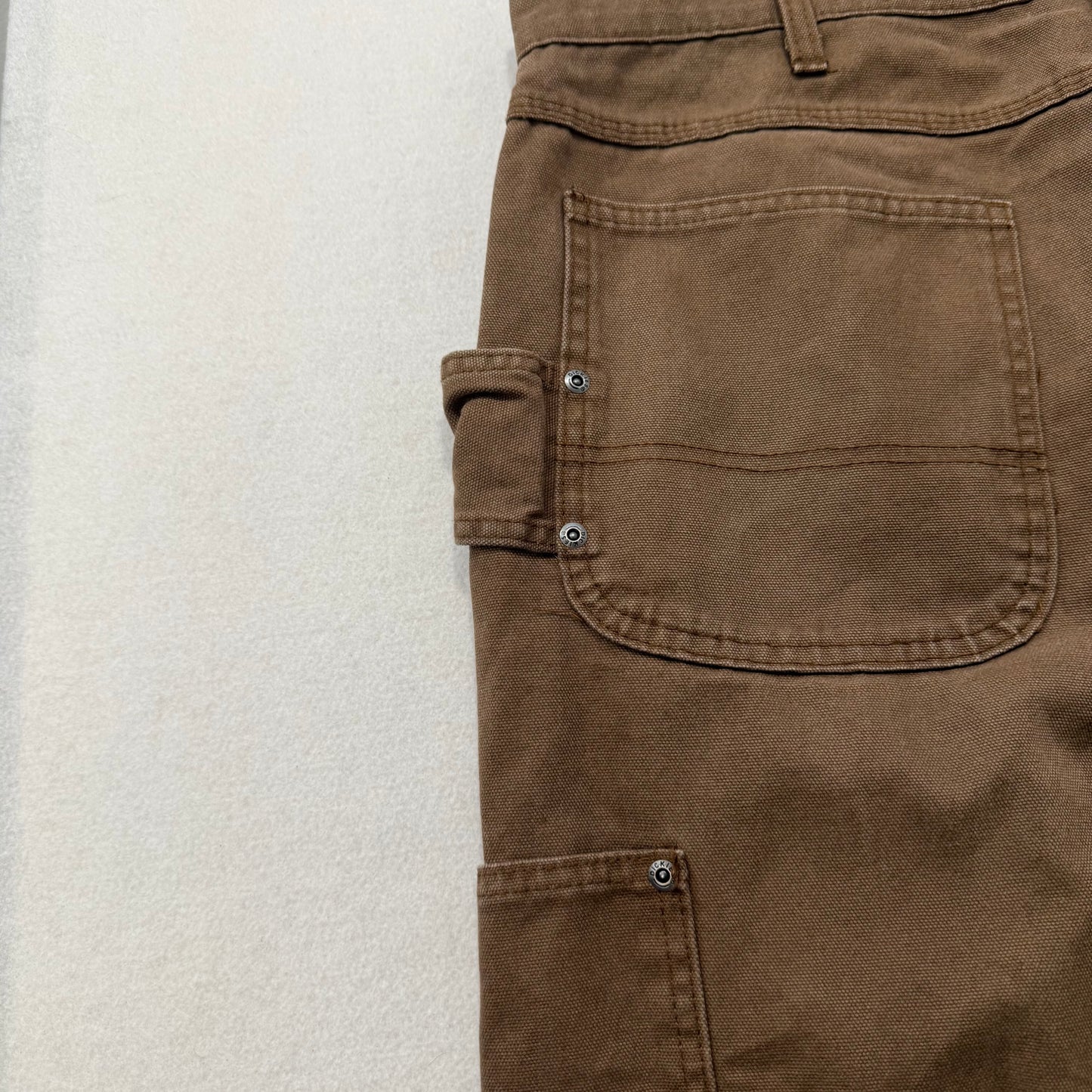 Dickies Men's Brown Cotton Wide Leg Baggy Carpenter Pants Hammer Loop Size 40
