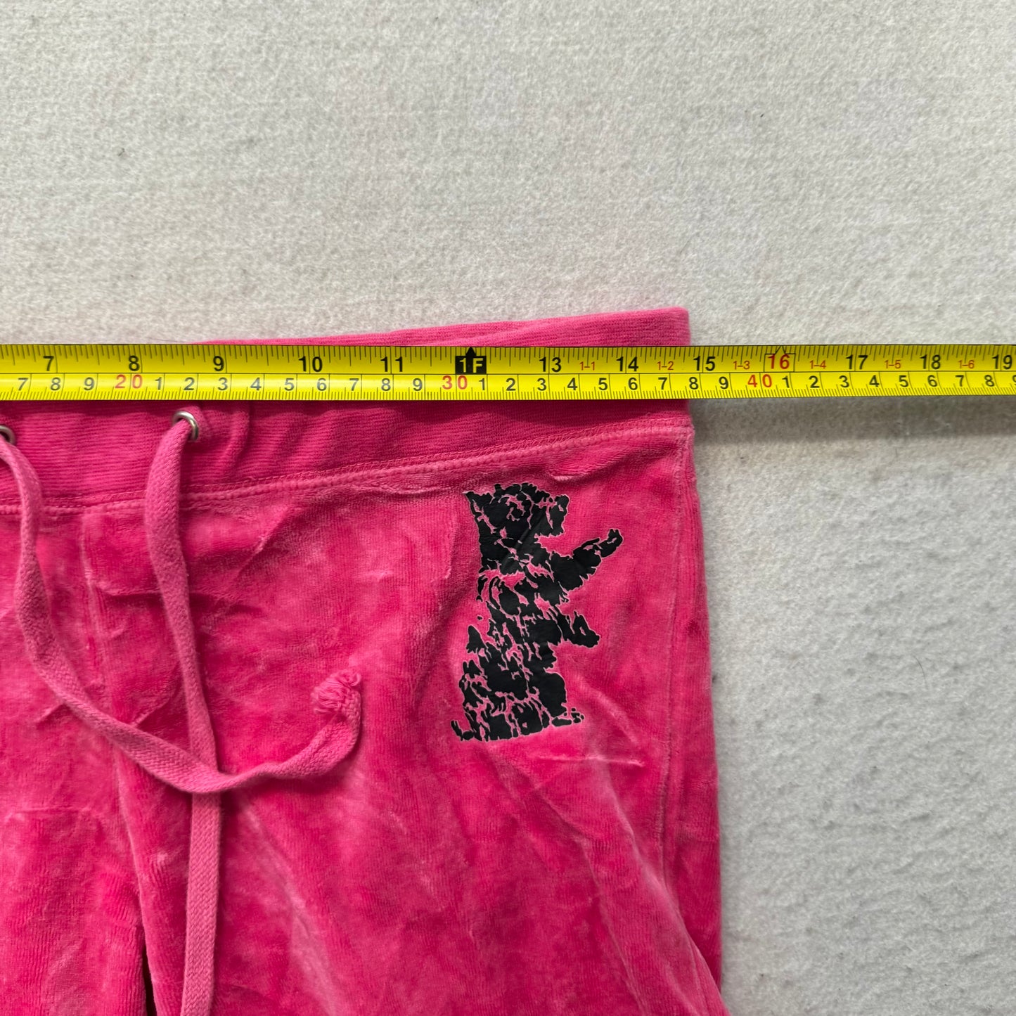 Juicy Couture Women's Hot Pink Velour Flared Track Pant Scottie Dog Logo Size M