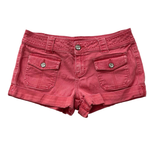Personal Identity Womens Pink Denim Shorts Cuffed Flap Pockets Low Rise Size W31