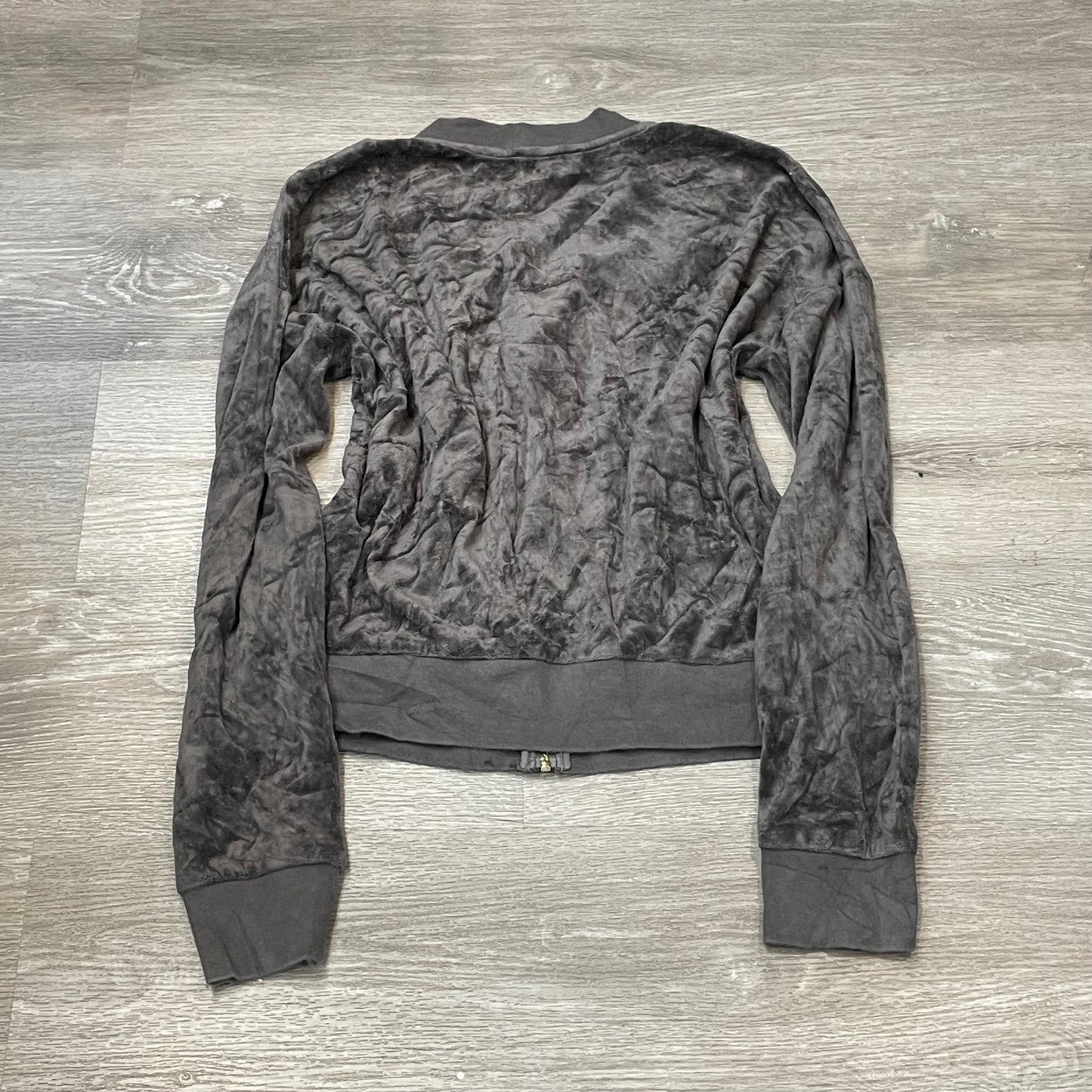Juicy Couture Black Label Womens Charcoal Gray Velour Zip Up Track Jacket Size M